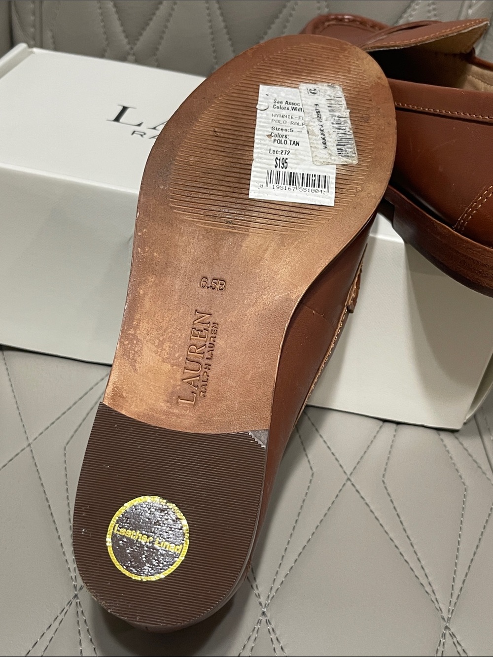 Lauren Ralph Lauren Leather Penny Loafers in Cognac - Picture 6 of 9